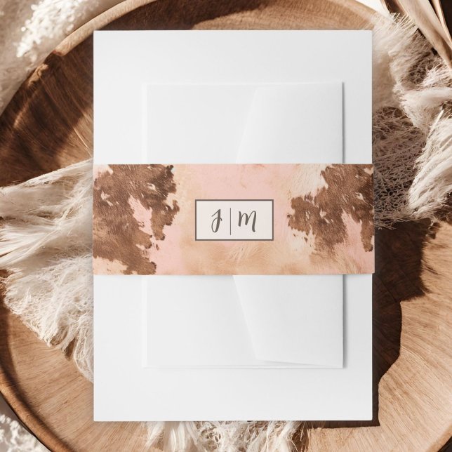 Bandeau De Faire-part Western Mariage Blush Cowhide Belly Band (Créateur téléchargé)