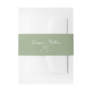 Bandeau De Faire-part Whimsical Bow Sage Green Invitation Belly Band