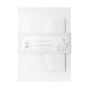 Bandeau De Faire-part Whimsical Silly Goose Beige En vichy Baby shower