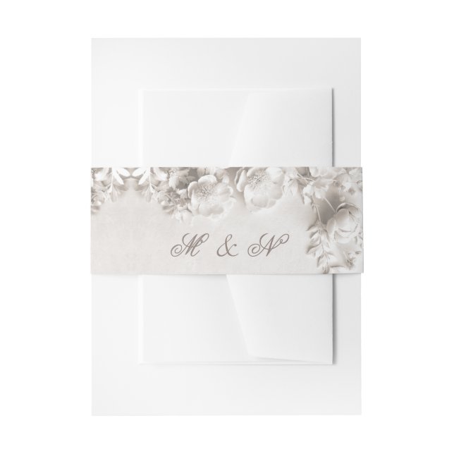 Bandeau De Faire-part White 3 Floral Initials Wedding (Devant example)