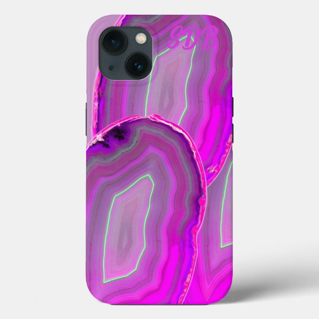 Banded Agate, Magenta Tint, Polished Case-Mate iPhone Case (Back)