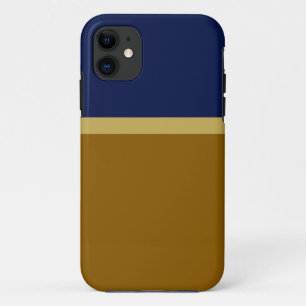 Banded Deep Navy Blue Golden Brown Colour Blocks iPhone 11 Case