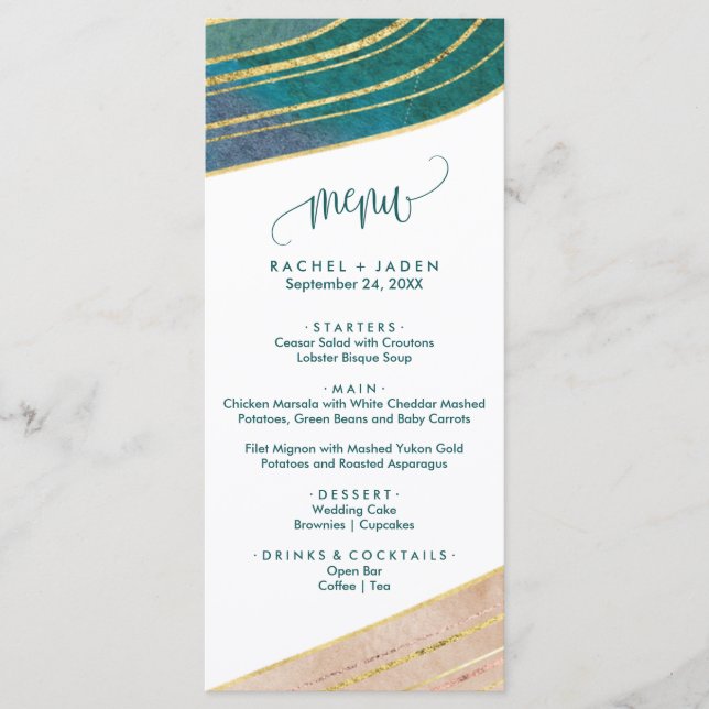 Banded Gemstone | Carte de menu Emerald Dinner (Devant)
