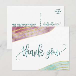 Banded Gemstone Mauve Thank You Postcard