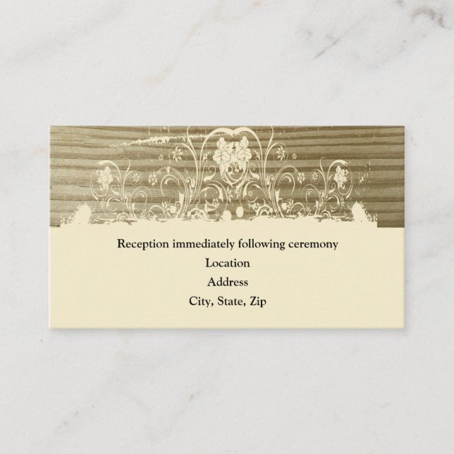 Banded Wood Reception Enclosure Cards, cream (Front)