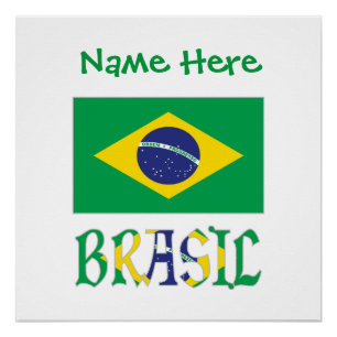 Bandeira do Brasil e Brasil Personalized Poster