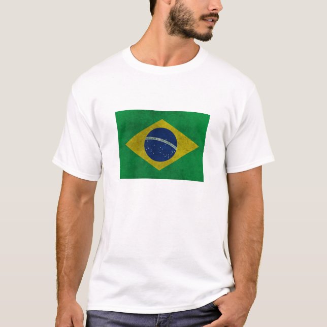 Bandeira do Brasil Estilo Envelhecida T-Shirt (Front)