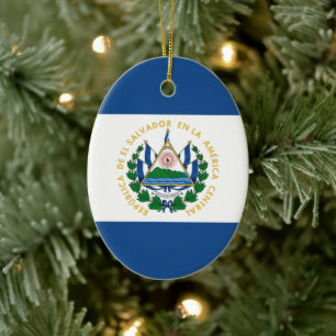 Bandera de El Salvador Ceramic Ornament