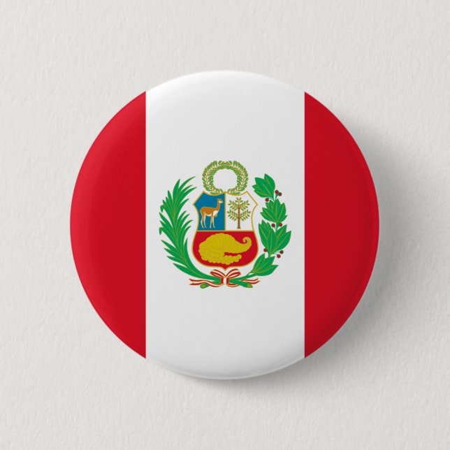 Bandera del Perú - Flag of Peru 2 Inch Round Button (Front)
