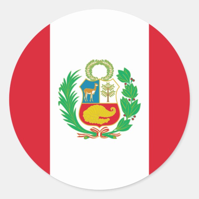 Bandera del Perú - Flag of Peru Classic Round Sticker (Front)