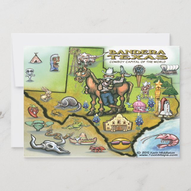 Bandera TEXAS Map Invitation (Front)