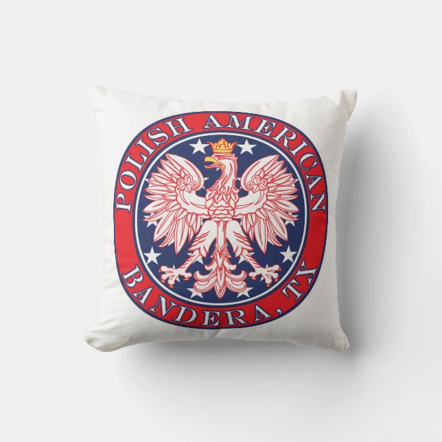 Bandera Texas Polish American Eagle Throw Pillow (Front)