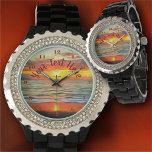 Banderas Bay Sunset 1738 Watch<br><div class="desc">Painting "Banderas Bay Sunset 1738" Collection This Women's Rhinestone Watch shines bright. With an enamel alloy bracelet in either black or white, as well as a customizable face, you’ll love glancing at your watch for the time. Personalize on the product page or click the "Customize" button for more design options....</div>