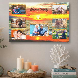 Banderas Sunset Family Collage 1738 Canvas Print