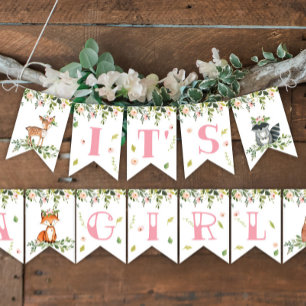 Banderines Cartel: It's Wood's Baby Shower Chica Bunting Flags