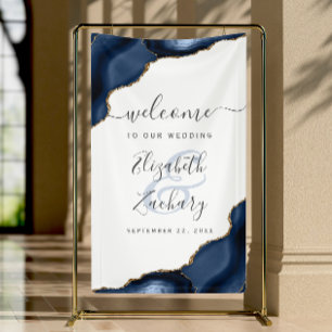 Banderole de bienvenue de mariage élégante bleu ma