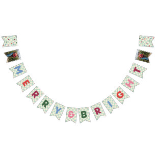 Banderole de fêtes Menthe Clair & Joyeux Damier