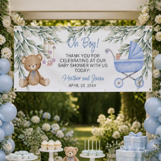 Banderole de toile de fond pour Baby Shower Oh Boy