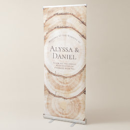 Banderole Rétractable Coupe de bois rustique Bienvenue au Mariage