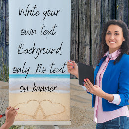 Banderole Rétractable Dusty Blue Beach Deux coeurs dans le sable Mariage