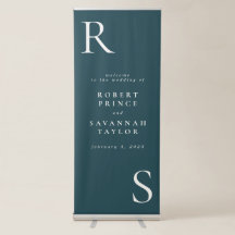 Dusty Blue Minimalist Mariage Welcome Retractable