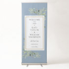 Elégant Dusty Blue Greenery Mariage Accueil