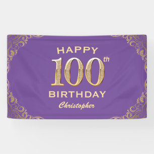 Banderoles 100e anniversaire de la fête violet et Parties sci