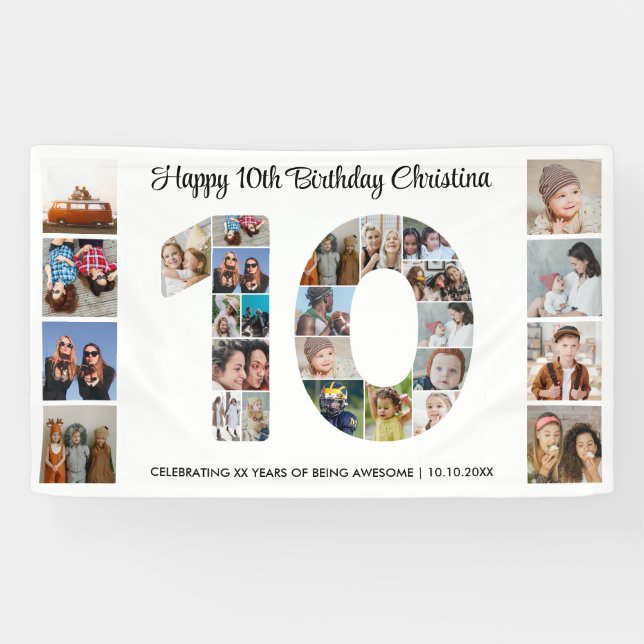 Banderoles 10e anniversaire fête Numéro 10 Photo Collage (Horizontal)