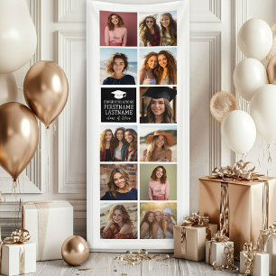 Banderoles 11 Photo Collage Graduation Moderne Minimal Blanc