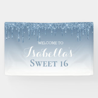 Banderoles 16 ans | Parties scintillant à goutte bleue