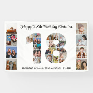 Banderoles 18e anniversaire fête Numéro 18 Photo Collage