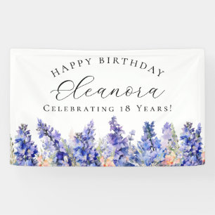 Banderoles 18ème Joyeux Anniversaire Bleu Juillet Fleur de na