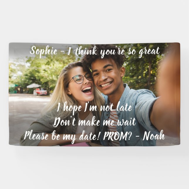 Banderoles 1 Photo Prom ou HOCO Proposition Cute Promposa Idé (Horizontal)