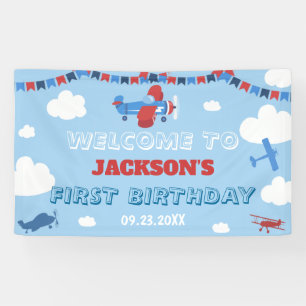 Banderoles 1er Anniversaire Avion Un an a un fond de flux