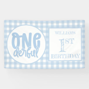 Banderoles 1er anniversaire fête mignonne Pastel Blue Onederf