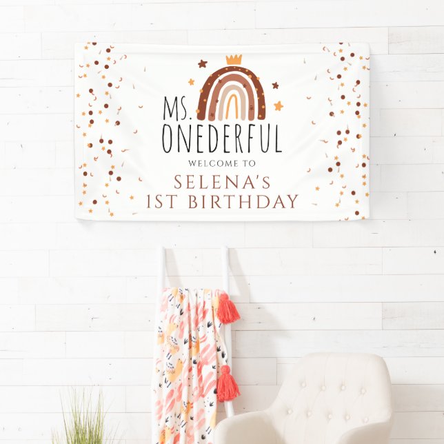 Banderoles 1er anniversaire Ms Onederful Terracotta Rainbow (En situation)