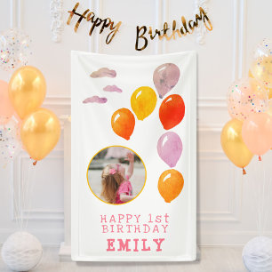 Banderoles 1er Anniversaire Un Ballons Fille Photo 