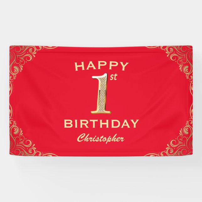 Banderoles 1ère fête d'anniversaire Cadre Parties scintillant (Horizontal)