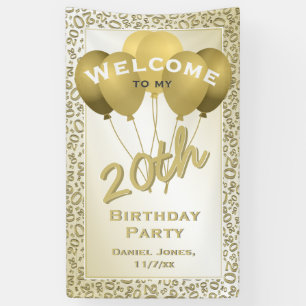 Banderoles 20e Bienvenue Gold & White Random Number Motif 20