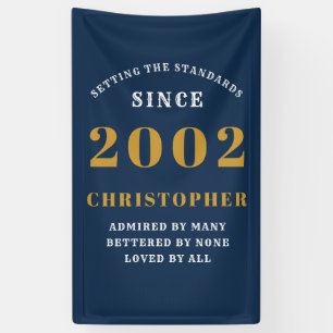 Banderoles 21e Anniversaire Né 2002 Ajouter Nom Blue Gold
