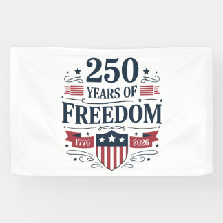 Banderoles 250 Years Of Freedom 1776 2026 250th 4th Of July