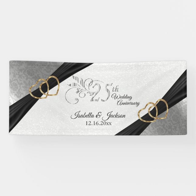 Banderoles 25e anniversaire d'argent / Anniversaire (Horizontal)