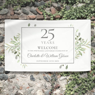 Banderoles 25e Anniversaire de Mariage Bienvenue de Verdure