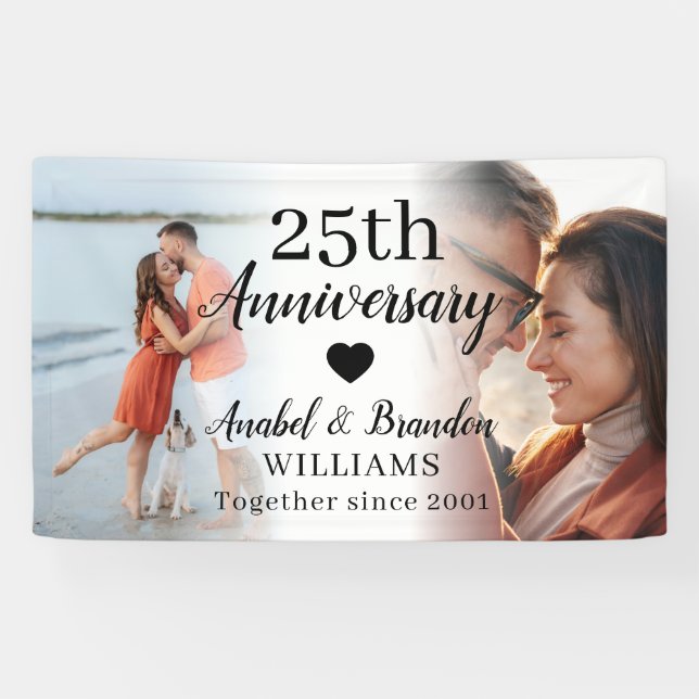 Banderoles 25e anniversaire du Mariage Custom 2 Collage photo (Horizontal)