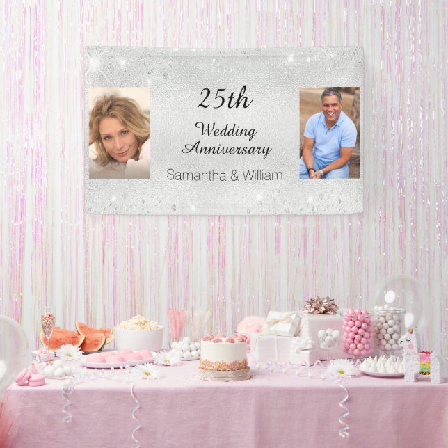 Banderoles 25e anniversaire du mariage parties scintillant ph (Fête)
