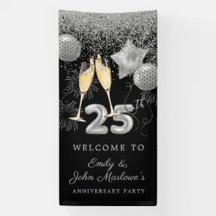 Banderoles 25e anniversaire Parties scintillant d'argent Conf