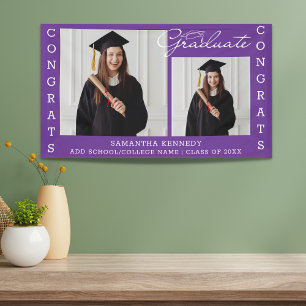 Banderoles 2 Collage Photo Félicats Classe Grad De 2023 Purpl