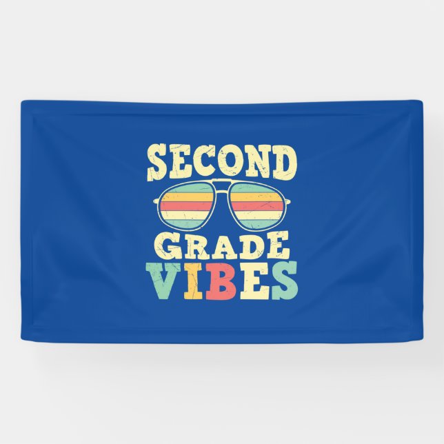 Banderoles 2nd Teacher Deuxième Grade Vibes (Horizontal)