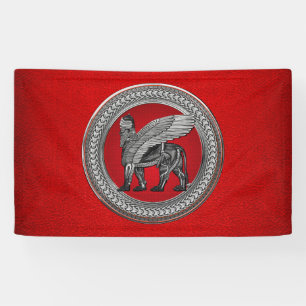 Banderoles [300] Lion ailé assyrien : Argent et Lamassu noir