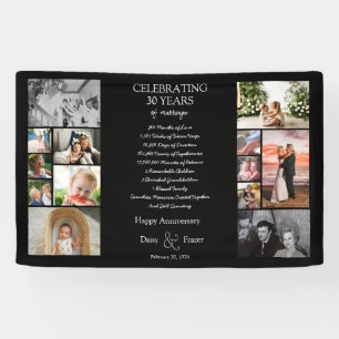 Banderoles 30 ans mariage anniversaire photo collage modifiab